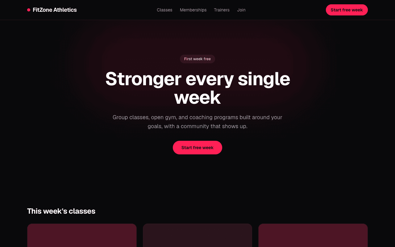 Screenshot of FitZone